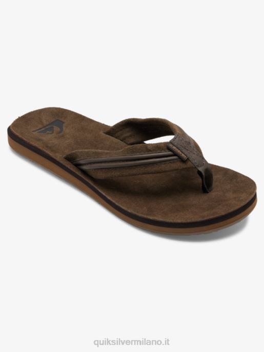 esso Quiksilver uomini sandali in pelle intagliata marrone HTZR1773