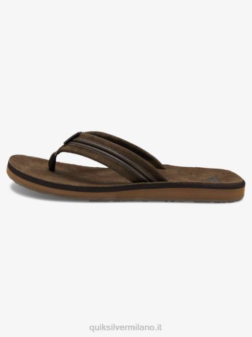 esso Quiksilver uomini sandali in pelle intagliata marrone HTZR1773