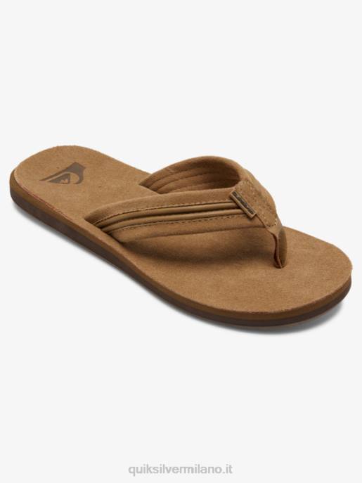 esso Quiksilver uomini sandali in pelle intagliata marrone chiaro - solido HTZR1774
