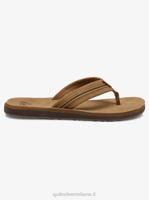 esso Quiksilver uomini sandali in pelle intagliata marrone chiaro - solido HTZR1774