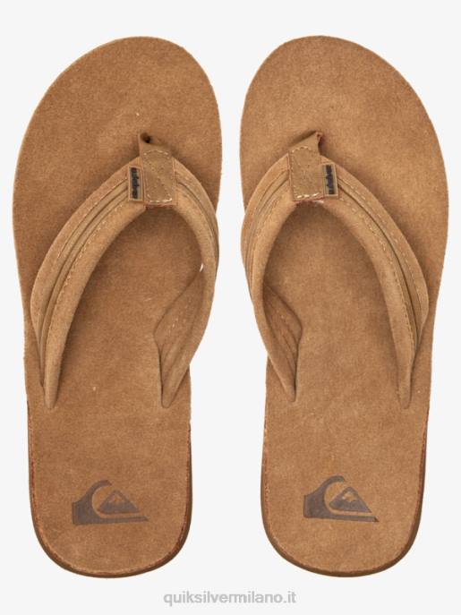 esso Quiksilver uomini sandali in pelle intagliata marrone chiaro - solido HTZR1774