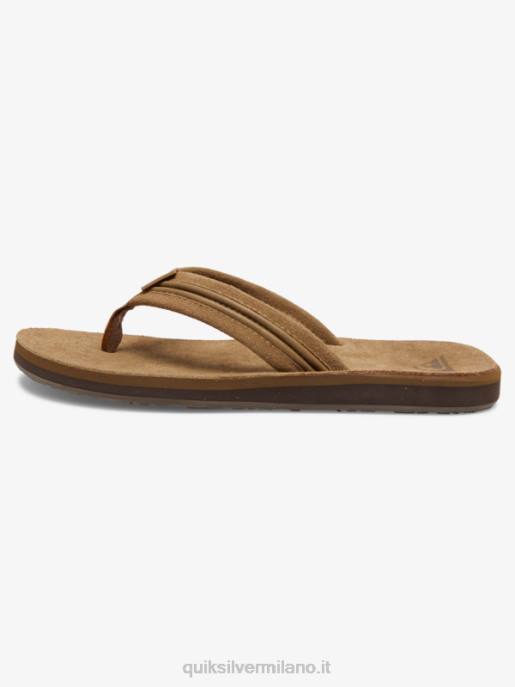 esso Quiksilver uomini sandali in pelle intagliata marrone chiaro - solido HTZR1774