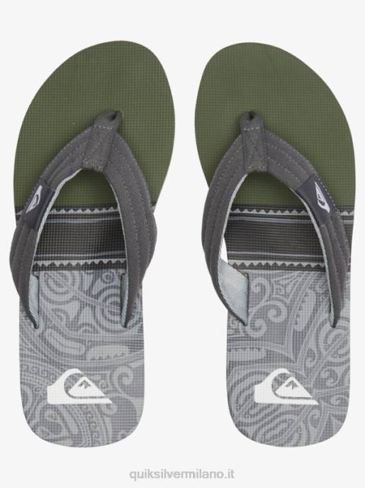 esso Quiksilver uomini sandali molokai rilassati nero/verde/grigio HTZR499