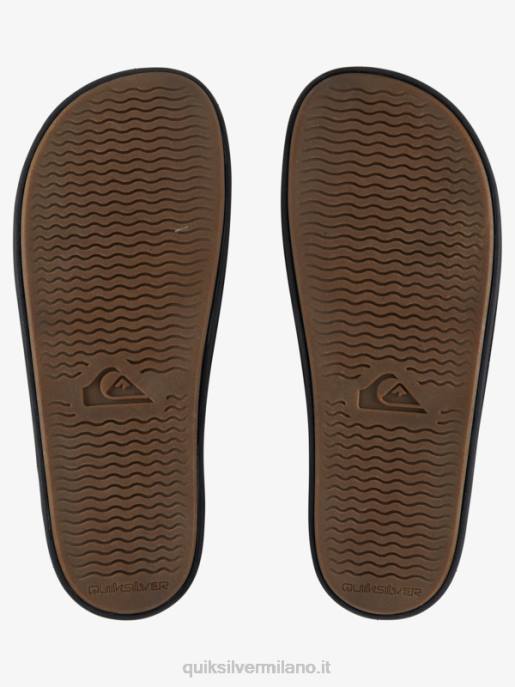esso Quiksilver uomini sandalo rivi in ​​pelle con doppia regolazione Marrone nero HTZR1287