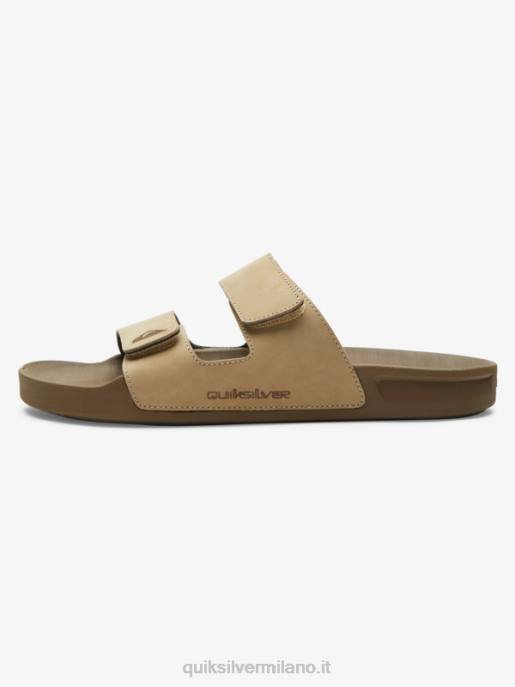 esso Quiksilver uomini sandalo rivi in ​​pelle con doppia regolazione abbronzatura 1 HTZR1285