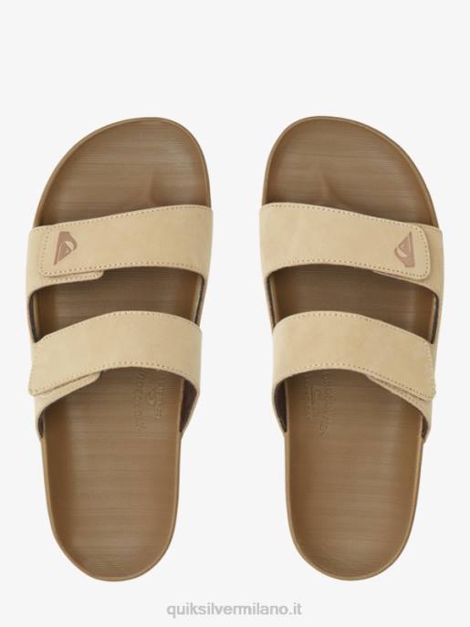 esso Quiksilver uomini sandalo rivi in ​​pelle con doppia regolazione abbronzatura 1 HTZR1285