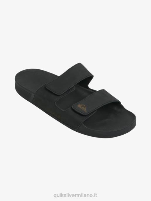 esso Quiksilver uomini sandalo rivi in ​​pelle con doppia regolazione nero HTZR1286