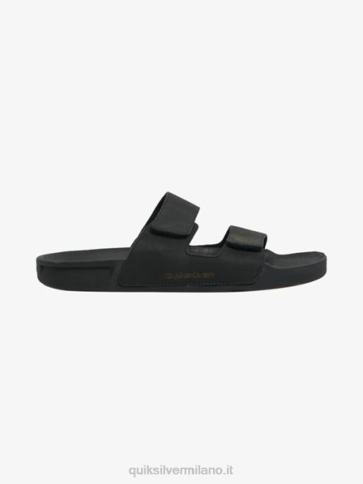 esso Quiksilver uomini sandalo rivi in ​​pelle con doppia regolazione nero HTZR1286