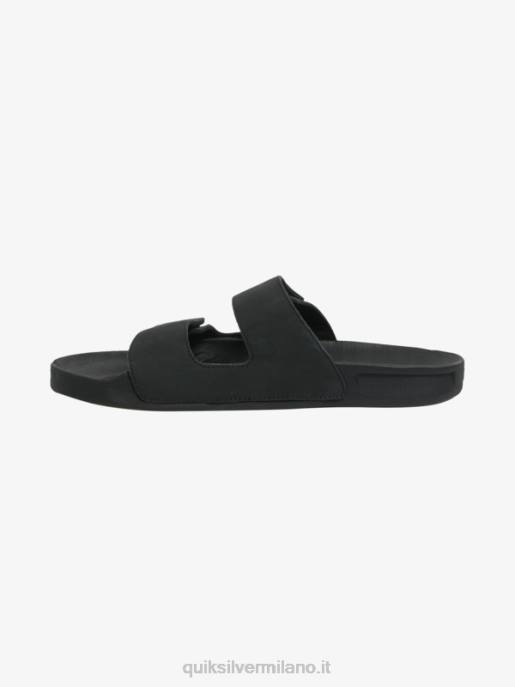 esso Quiksilver uomini sandalo rivi in ​​pelle con doppia regolazione nero HTZR1286
