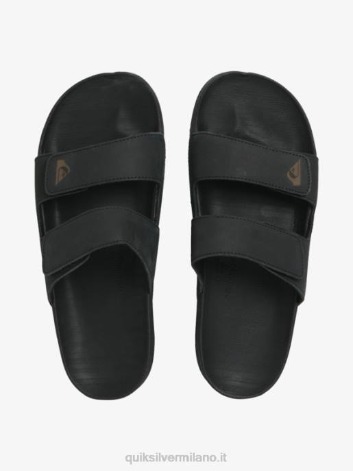 esso Quiksilver uomini sandalo rivi in ​​pelle con doppia regolazione nero HTZR1286