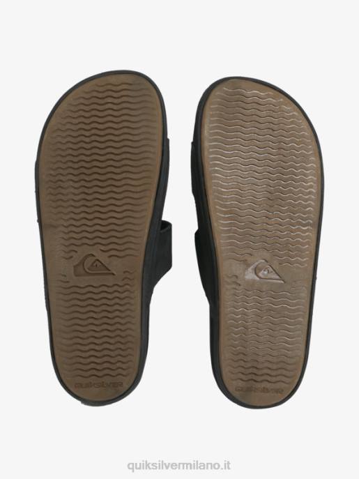 esso Quiksilver uomini sandalo rivi in ​​pelle con doppia regolazione nero HTZR1286