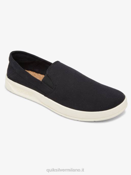 esso Quiksilver uomini scarpe senza lacci del molo del porto nero bianco HTZR1290