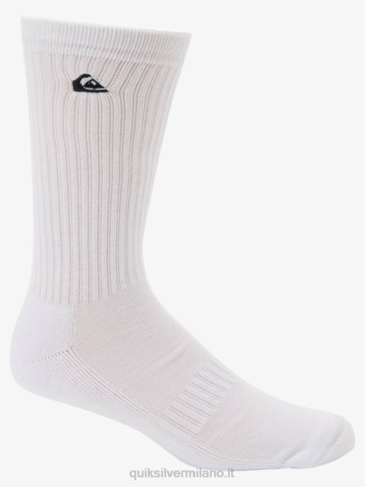 esso Quiksilver uomini Confezione da 2 calzini solidi per l'equipaggio bianco HTZR1058
