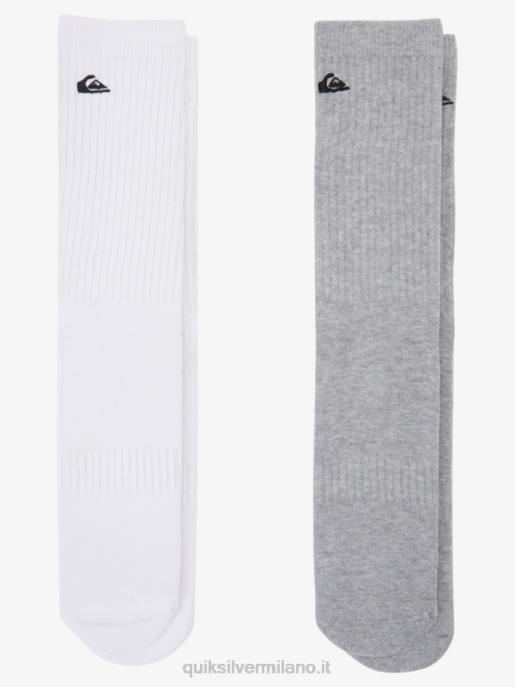 esso Quiksilver uomini Confezione da 2 calzini solidi per l\'equipaggio bianco HTZR1058
