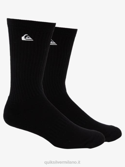 esso Quiksilver uomini Confezione da 2 calzini solidi per l'equipaggio nero HTZR1059