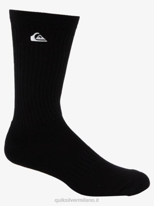 esso Quiksilver uomini Confezione da 2 calzini solidi per l\'equipaggio nero HTZR1059