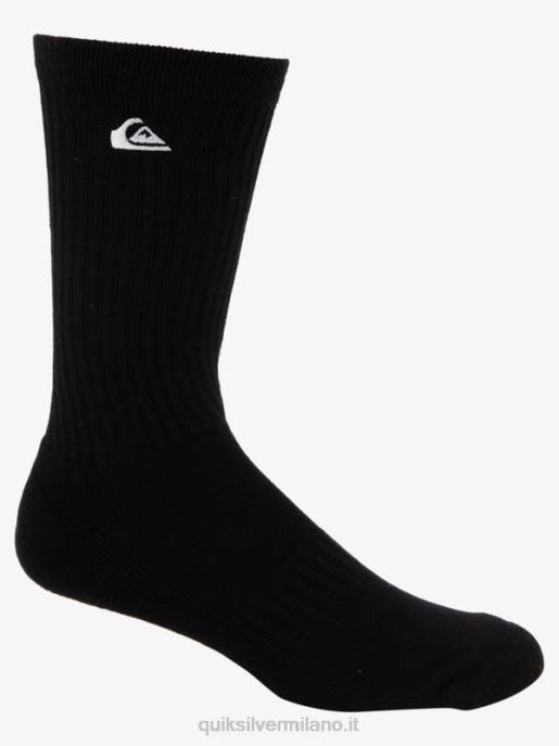 esso Quiksilver uomini Confezione da 2 calzini solidi per l\'equipaggio nero HTZR1059