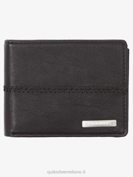 esso Quiksilver uomini portafoglio ripiegabile cucito nero nero HTZR906