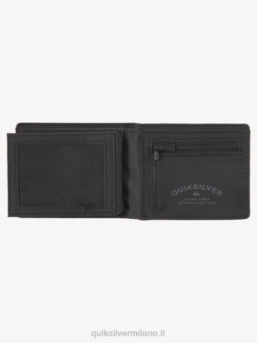 esso Quiksilver uomini portafoglio ripiegabile cucito nero nero HTZR906