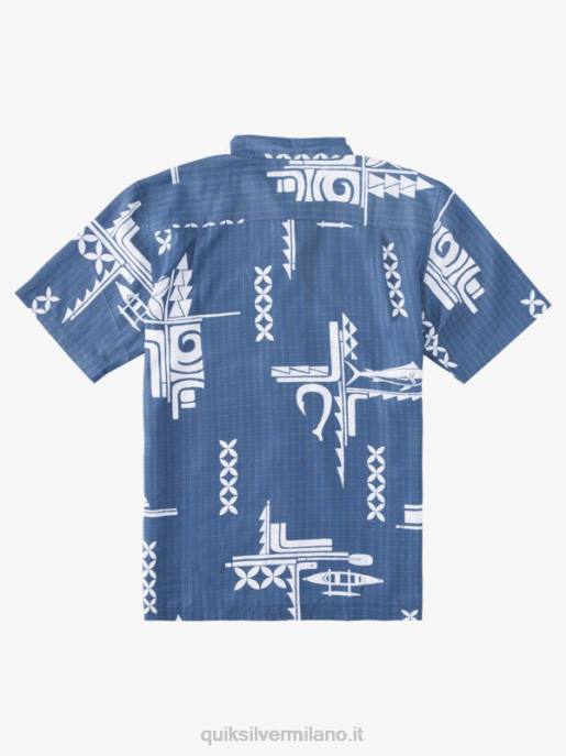 esso Quiksilver uomini camicia a maniche corte Waterman Big Catch guardiamarina blu grande cattura HTZR862