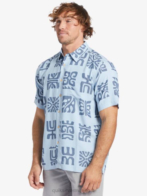 esso Quiksilver uomini camicia a maniche corte con pagaia del canale Waterman pagaia del canale blu crepuscolo HTZR457