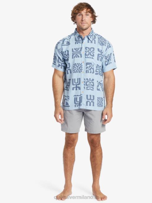 esso Quiksilver uomini camicia a maniche corte con pagaia del canale Waterman pagaia del canale blu crepuscolo HTZR457