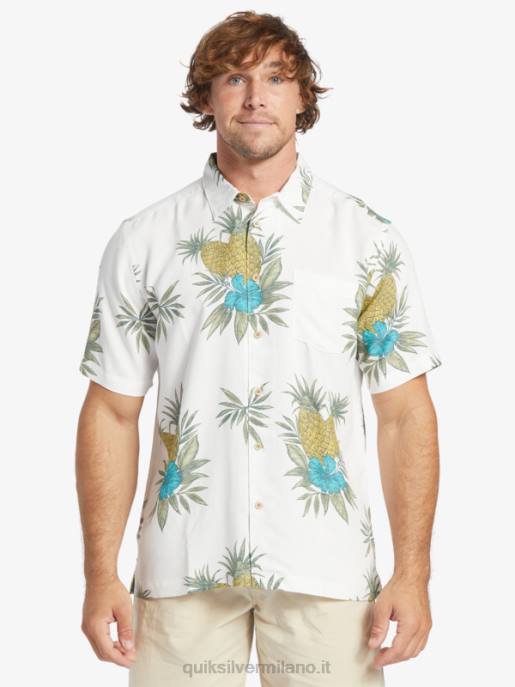 esso Quiksilver uomini camicia a maniche corte da lavoro sul campo waterman antico lavoro sul campo bianco HTZR450