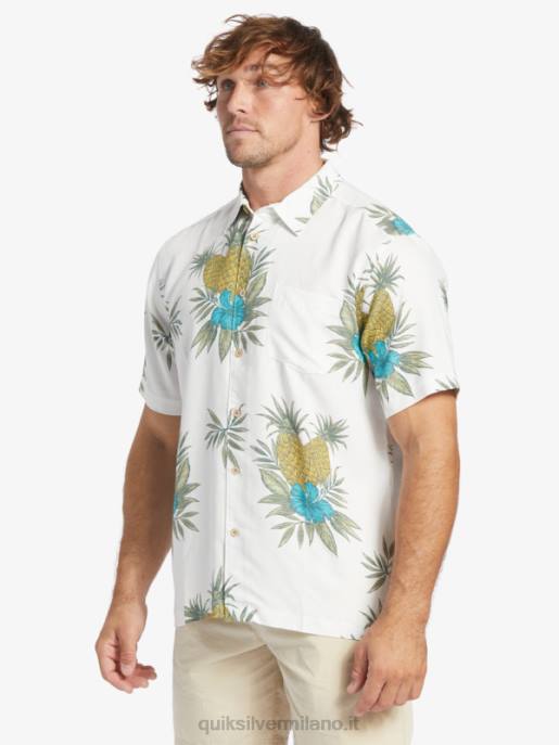 esso Quiksilver uomini camicia a maniche corte da lavoro sul campo waterman antico lavoro sul campo bianco HTZR450