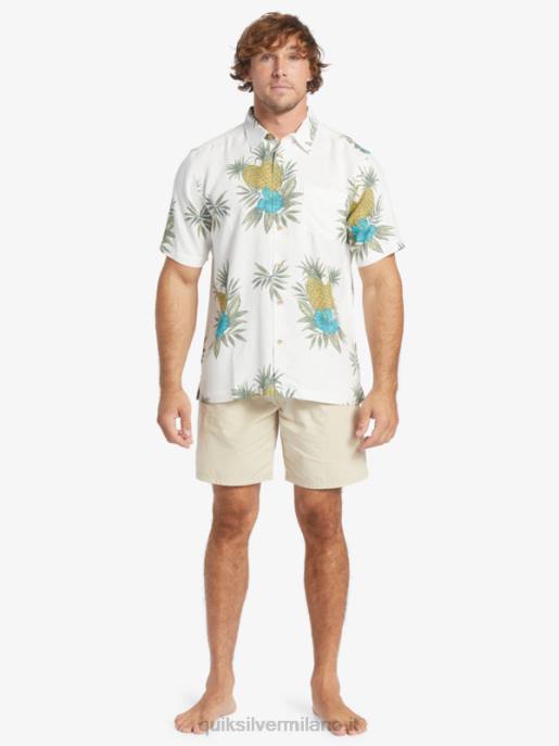 esso Quiksilver uomini camicia a maniche corte da lavoro sul campo waterman antico lavoro sul campo bianco HTZR450