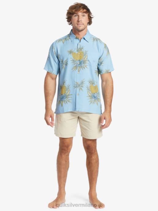 esso Quiksilver uomini camicia a maniche corte da lavoro sul campo waterman lavoro sul campo blu crepuscolo HTZR448