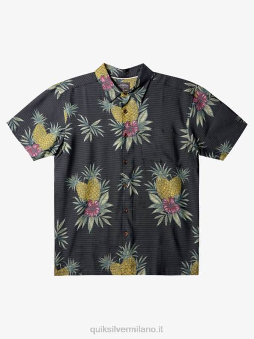 esso Quiksilver uomini camicia a maniche corte da lavoro sul campo waterman lavoro sul campo nero HTZR449