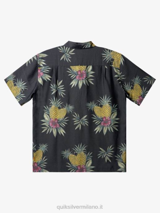 esso Quiksilver uomini camicia a maniche corte da lavoro sul campo waterman lavoro sul campo nero HTZR449