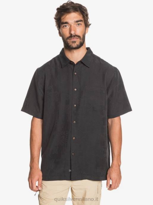 esso Quiksilver uomini camicia a maniche corte di waterman kelpies bay nero HTZR1357