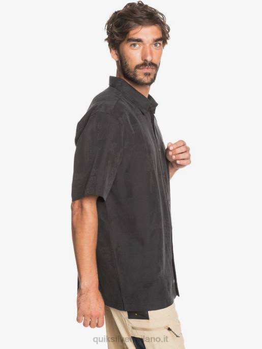 esso Quiksilver uomini camicia a maniche corte di waterman kelpies bay nero HTZR1357