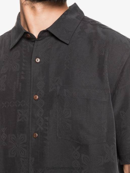 esso Quiksilver uomini camicia a maniche corte di waterman kelpies bay nero HTZR1357