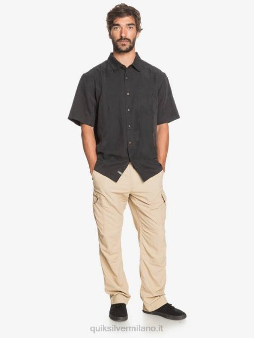 esso Quiksilver uomini camicia a maniche corte di waterman kelpies bay nero HTZR1357
