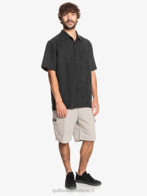 esso Quiksilver uomini camicia a maniche corte di waterman kelpies bay nero HTZR1357