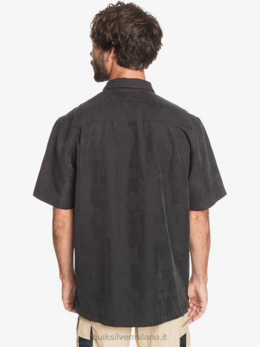 esso Quiksilver uomini camicia a maniche corte di waterman kelpies bay nero HTZR1357