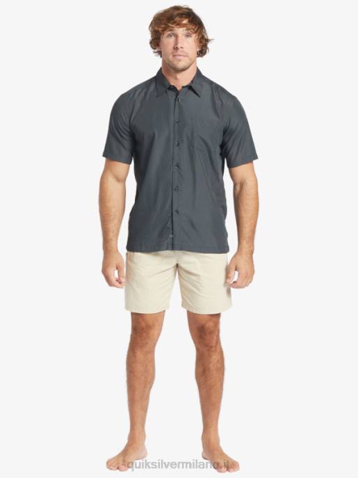 esso Quiksilver uomini camicia a maniche corte di waterman kings cliff scogliera dei re neri HTZR283