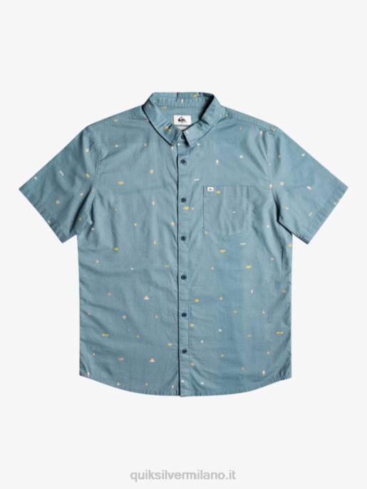 esso Quiksilver uomini camicia a maniche corte distanziata blu provinciale distanziato HTZR1629