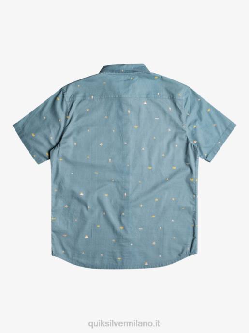esso Quiksilver uomini camicia a maniche corte distanziata blu provinciale distanziato HTZR1629