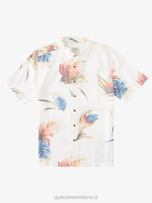 esso Quiksilver uomini camicia a maniche corte floreale arcobaleno waterman arcobaleno bianco antico floreale HTZR826