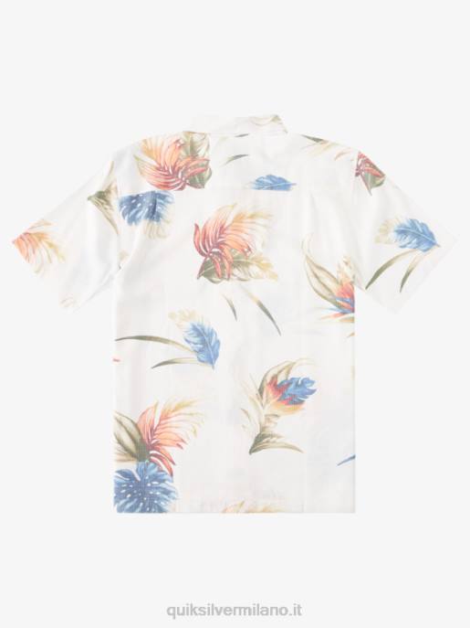 esso Quiksilver uomini camicia a maniche corte floreale arcobaleno waterman arcobaleno bianco antico floreale HTZR826