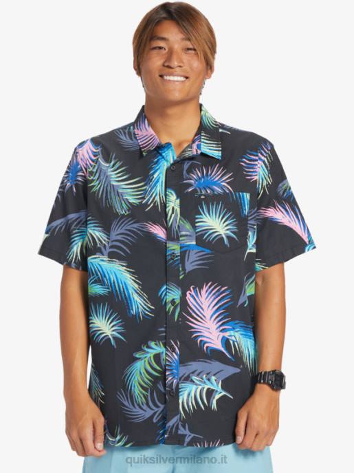 esso Quiksilver uomini camicia a maniche corte glitch tropicale glitch tropicale nero HTZR551