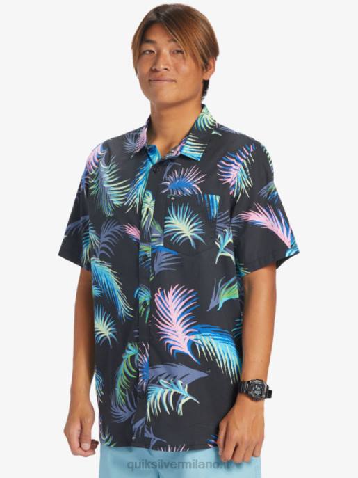 esso Quiksilver uomini camicia a maniche corte glitch tropicale glitch tropicale nero HTZR551