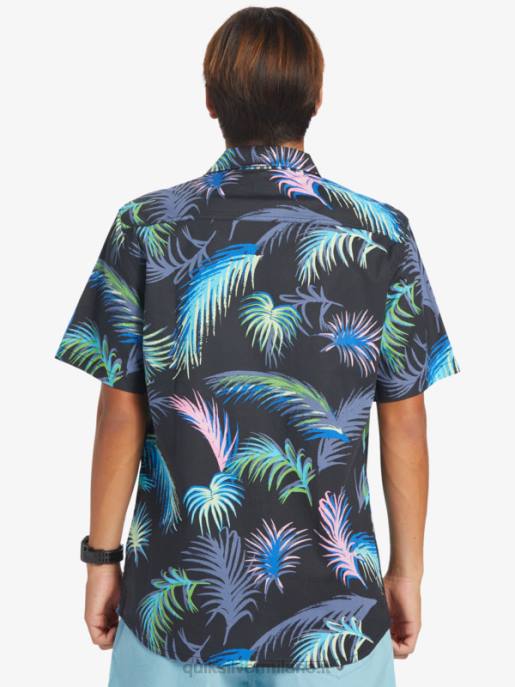 esso Quiksilver uomini camicia a maniche corte glitch tropicale glitch tropicale nero HTZR551