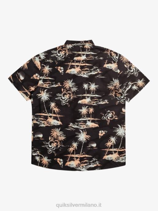 esso Quiksilver uomini camicia a maniche corte in cotone airflow flusso d\'aria nero HTZR1369