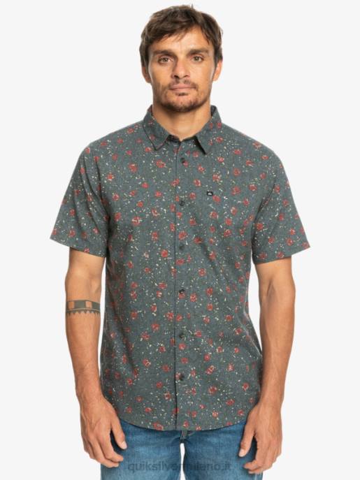 esso Quiksilver uomini camicia a maniche corte in morbida peluria fuzz morbido ardesia scura HTZR1231