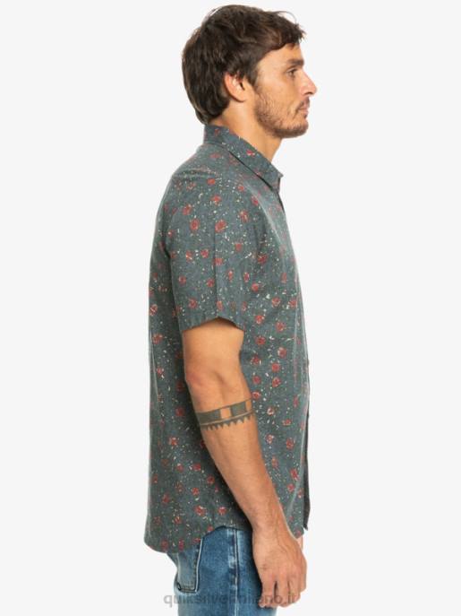 esso Quiksilver uomini camicia a maniche corte in morbida peluria fuzz morbido ardesia scura HTZR1231
