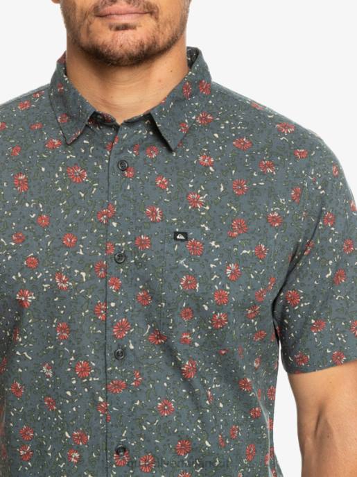 esso Quiksilver uomini camicia a maniche corte in morbida peluria fuzz morbido ardesia scura HTZR1231